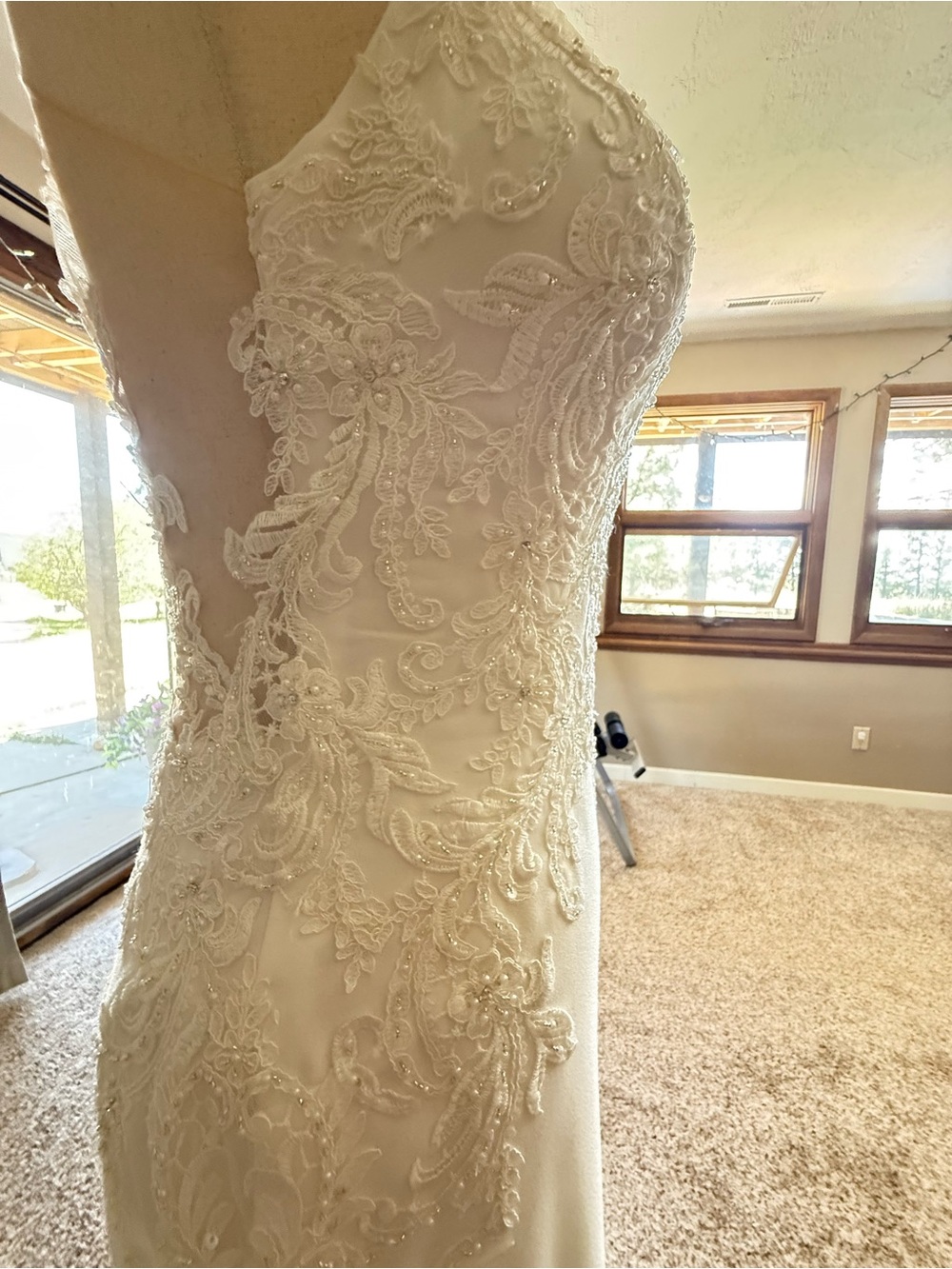 Elegant White Lace Halter Bridal Gown - Picture 9 of 17